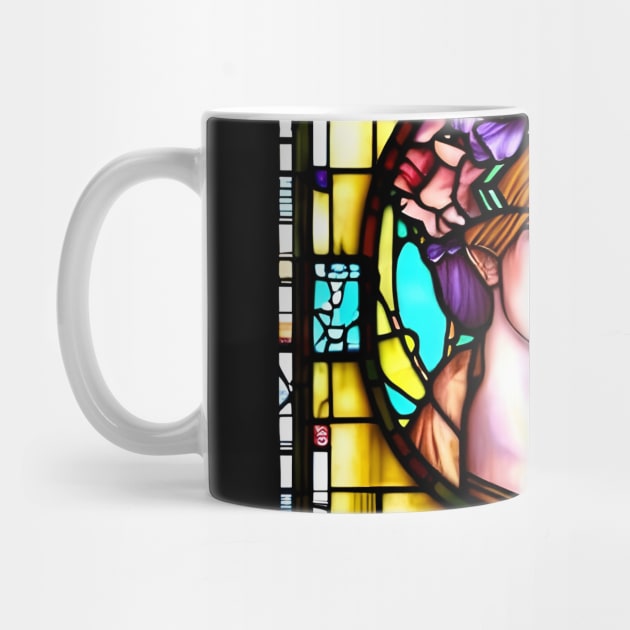 Beautiful Lady stained glass church window by animegirlnft